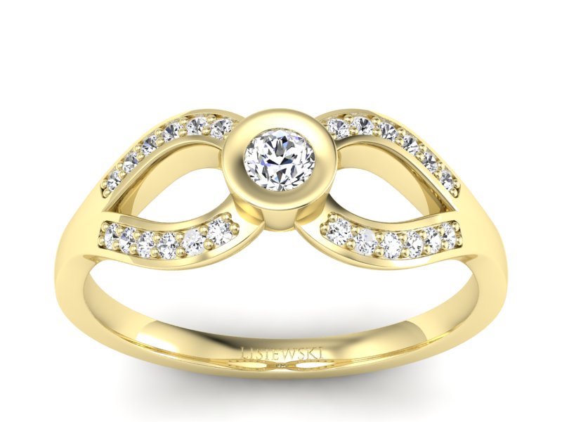 Złoty pierścionek z brylantami żółte złoto - p16153z