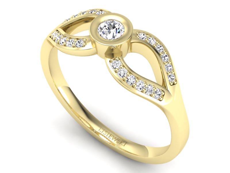 Złoty pierścionek z brylantami żółte złoto - p16153z — zdjęcie 3