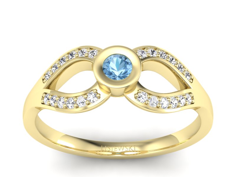 Złoty pierścionek z topazem i brylantami - p16153za