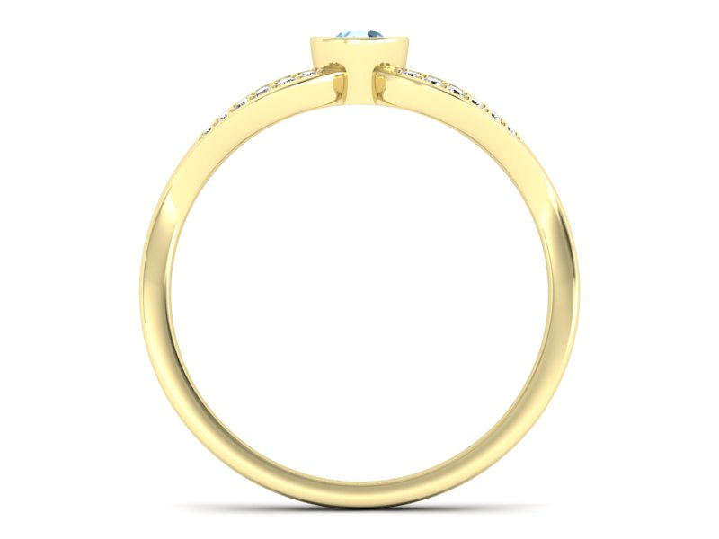 Złoty pierścionek z topazem i brylantami - p16153za — zdjęcie 2