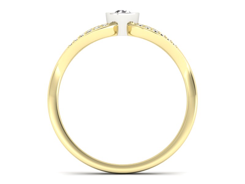 Pierścionek z diamentami żółte i białe złoto - p16153zb — zdjęcie 2