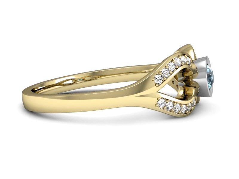 Złoty pierścionek z topazem i brylantami - p16153zba — zdjęcie 5