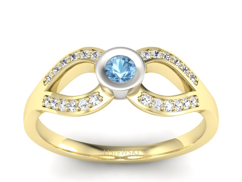 Złoty pierścionek z topazem i brylantami - p16153zba
