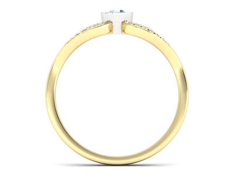 Złoty pierścionek z topazem i brylantami - p16153zba — zdjęcie 2