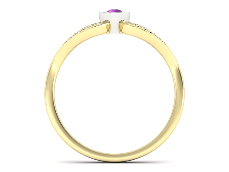 Pierścionek z ametystem i brylantami - p16153zbat — zdjęcie 2