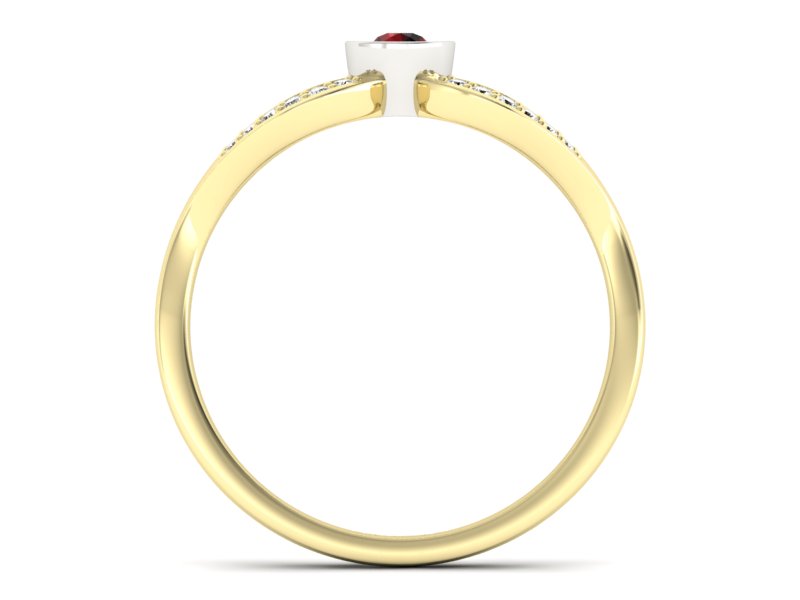 Pierścionek z granatem i brylantami - p16153zbgr — zdjęcie 2