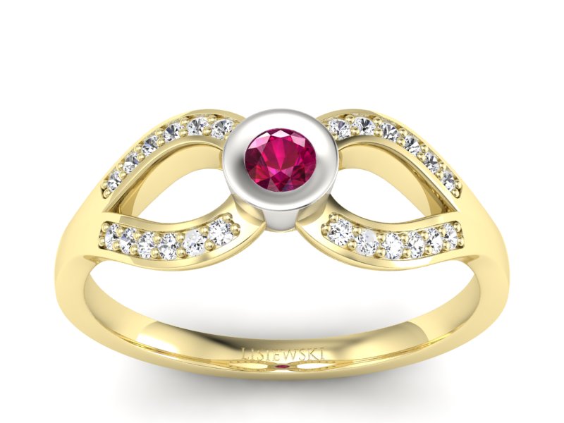 Pierścionek z rubinem i diamentami - p16153zbr