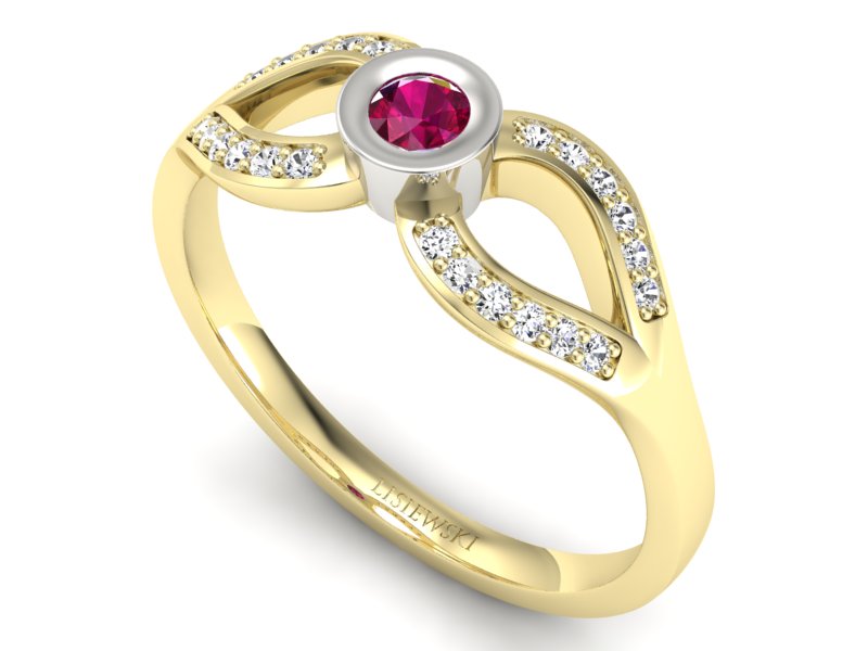 Pierścionek z rubinem i diamentami - p16153zbr — zdjęcie 3