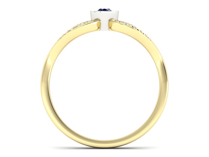 Złoty pierścionek z szafirem i brylantami - p16153zbsz — zdjęcie 2