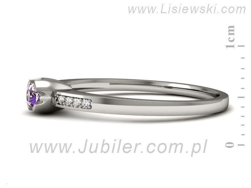 Pierścionek z ametystem i brylantami białe złoto - p16154bat — zdjęcie 2