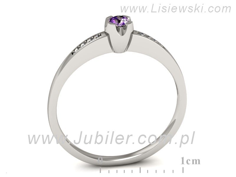 Pierścionek z ametystem i brylantami białe złoto - p16154bat — zdjęcie 3