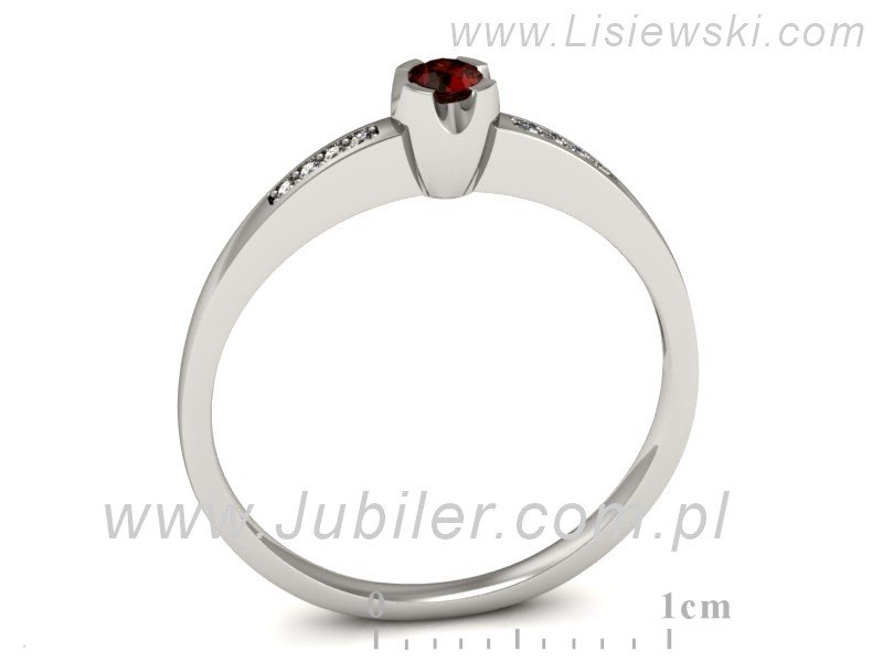 Pierścionek z granatem i brylantami - p16154bgr — zdjęcie 3