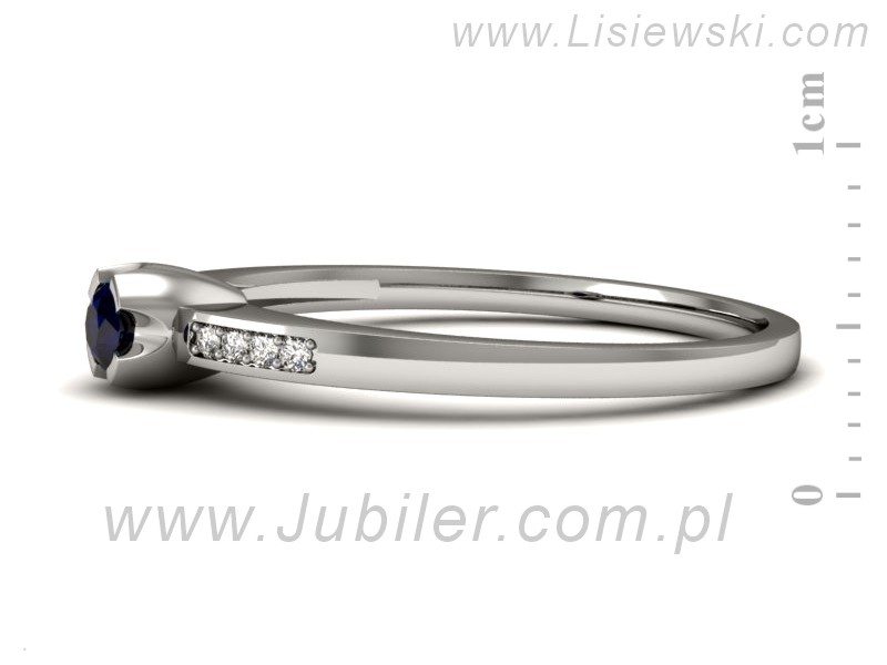 Pierścionek z szafirem i brylantami białe złoto - p16154bsz — zdjęcie 2