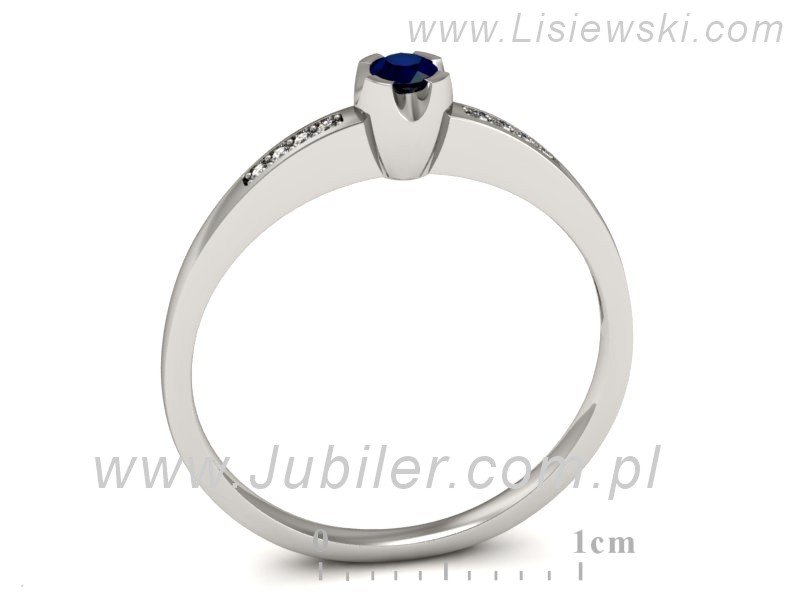 Pierścionek z szafirem i brylantami białe złoto - p16154bsz — zdjęcie 3