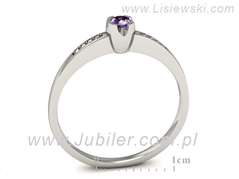 Pierścionek z tanzanitem białe złoto z brylantami - p16154bt — zdjęcie 3