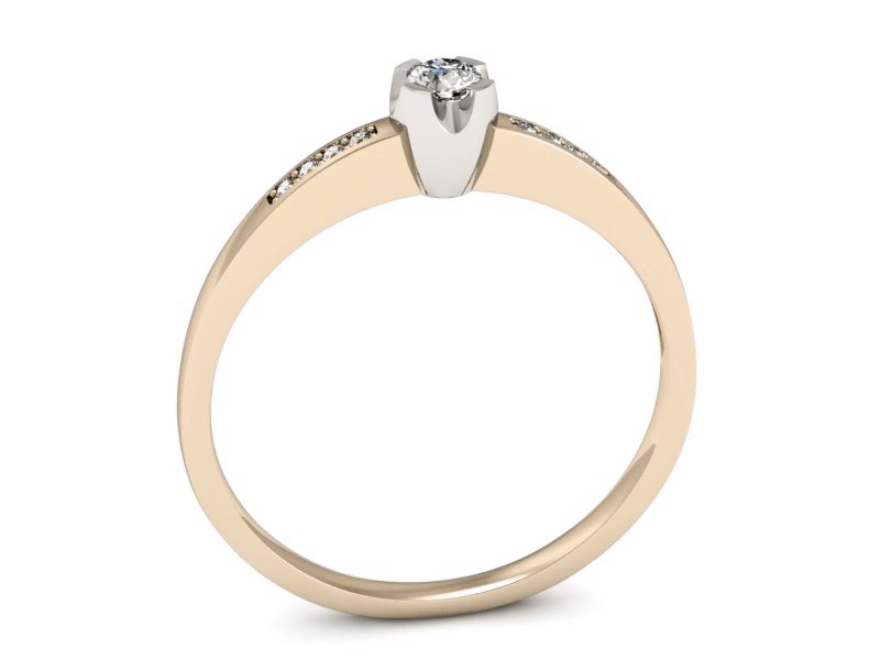 Pierścionek z brylantami białe różowe złoto - p16154cb — zdjęcie 3