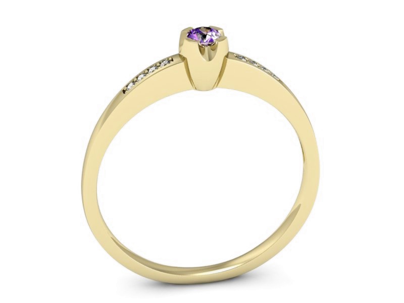 Pierścionek ametyst i brylanty żółte złoto - p16154zat — zdjęcie 3