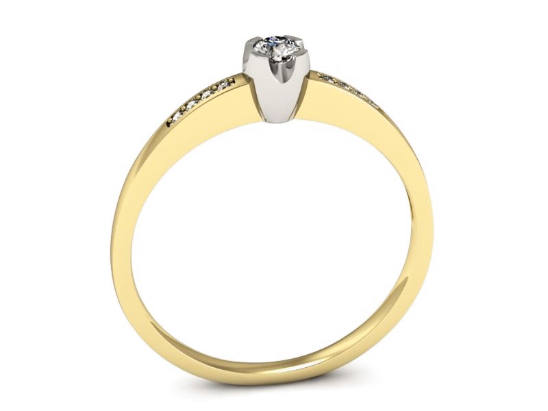 Pierścionek z diamentami żółte i białe złoto - p16154zb — zdjęcie 3