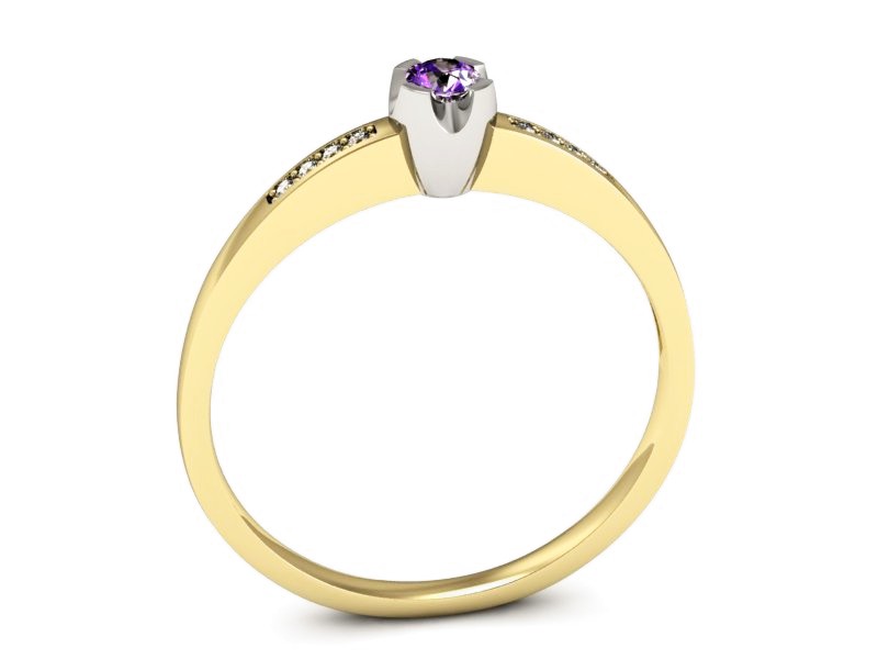Złoty pierścionek ametyst brylanty złoto - p16154zbat — zdjęcie 3