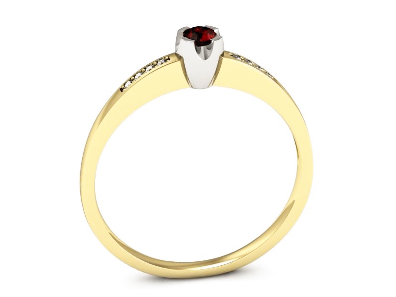 Złoty pierścionek z granatem i diamentami - p16154zbgr — zdjęcie 3