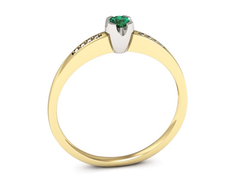 Złoty pierścionek ze szmaragdem i diamentami - p16154zbsm — zdjęcie 3
