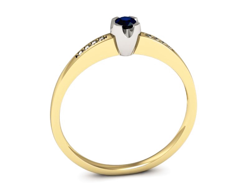 Złoty pierścionek szafir i diamenty złoto - p16154zbsz — zdjęcie 3