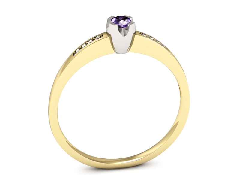 Złoty pierścionek z tanzanitem i brylantami - p16154zbt — zdjęcie 3