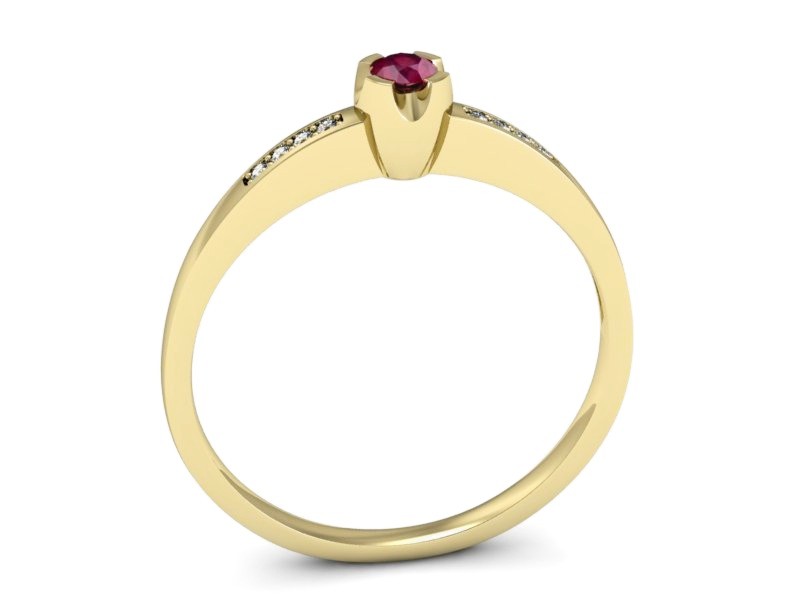 Pierścionek z rubinem i brylantami żółte złoto - p16154zr — zdjęcie 3