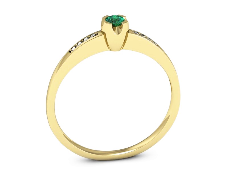 Złoty pierścionek ze szmaragdem i diamentami - p16154zsm — zdjęcie 3
