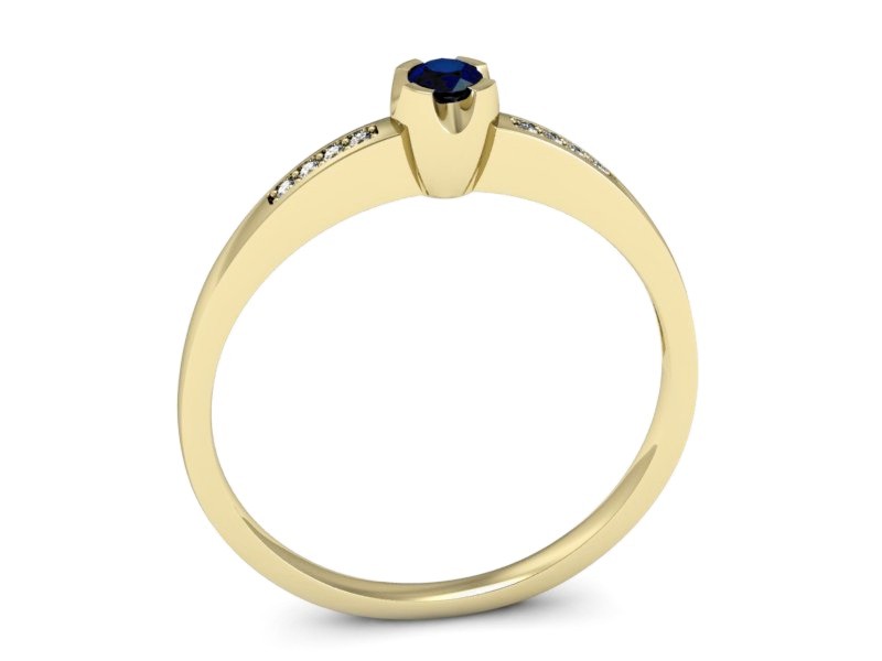 Złoty pierścionek z szafirem i diamentami - p16154zsz — zdjęcie 3