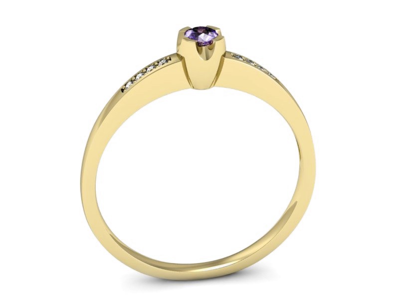 Pierścionek z tanzanitem i brylantami żółte złoto - p16154zt — zdjęcie 3