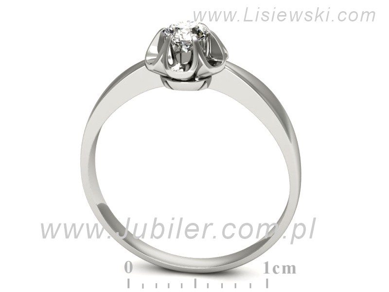 Złoty pierścionek z brylantem białe złoto - p16156b — zdjęcie 3