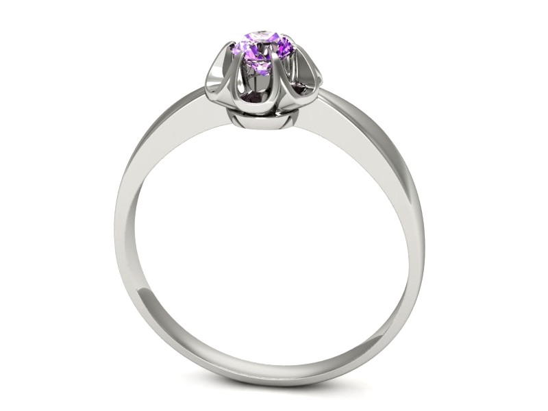 Złoty pierścionek z ametystem białe złoto - p16156bat — zdjęcie 3
