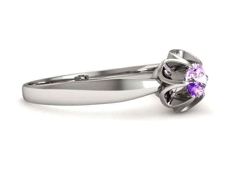 Złoty pierścionek z ametystem białe złoto - p16156bat — zdjęcie 2