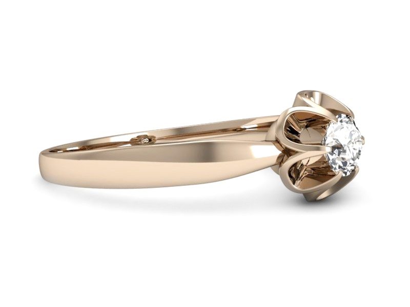 Złoty pierścionek z brylantem różowe złoto - p16156c — zdjęcie 2