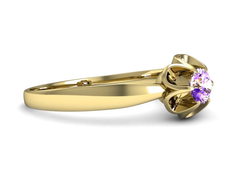 Złoty pierścionek z ametystem żółte złoto - p16156zat — zdjęcie 2