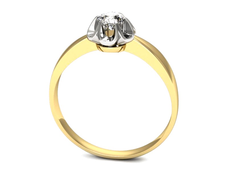 Pierścionek z brylantem z białego i żółtego złota - p16156zb — zdjęcie 3