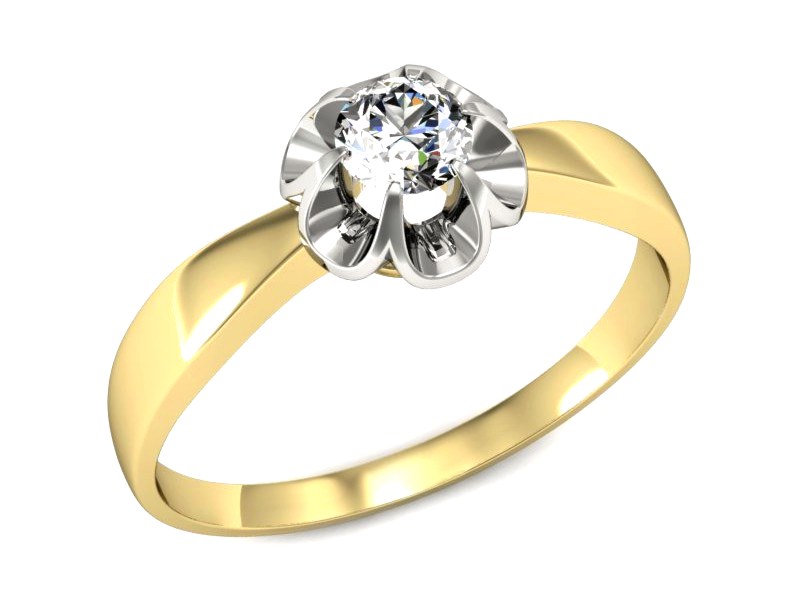 Pierścionek z brylantem z białego i żółtego złota - p16156zb