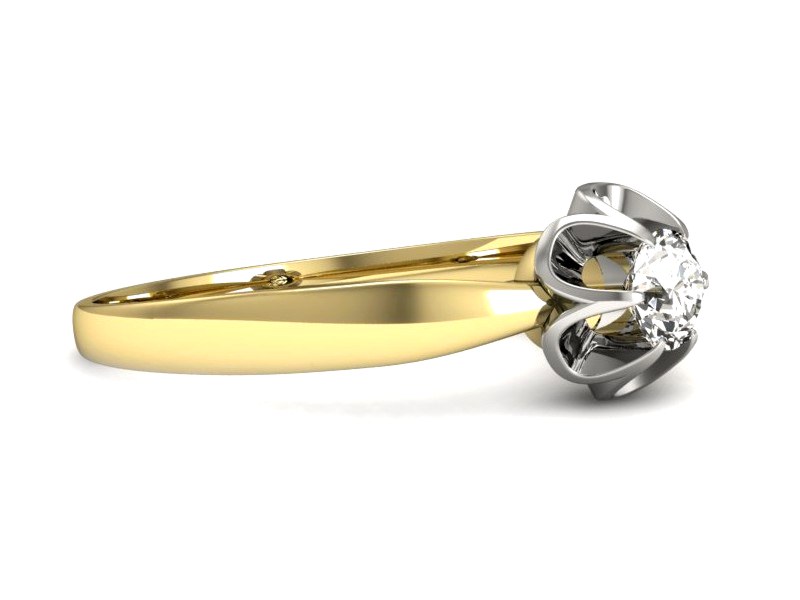 Pierścionek z brylantem z białego i żółtego złota - p16156zb — zdjęcie 2