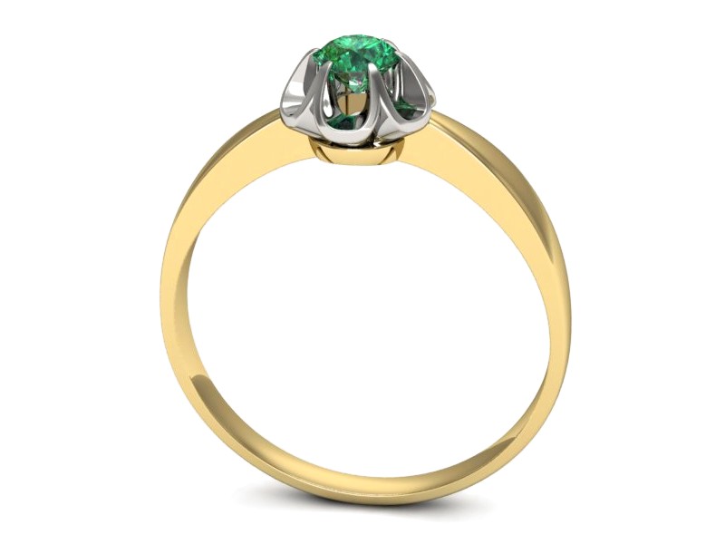 Pierścionek białe i żółte złoto ze szmaragdem - p16156zbsm — zdjęcie 3