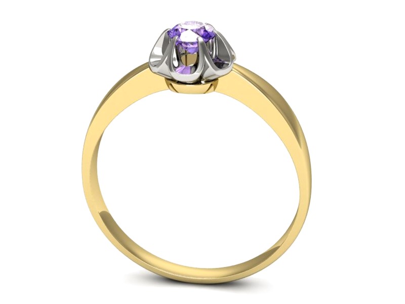 Pierścionek z tanzanitem białe i żółte złoto - p16156zbt — zdjęcie 3