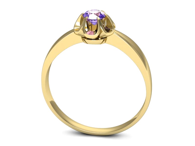 Złoty pierścionek z tanzanitem żółte złoto - p16156zt — zdjęcie 3
