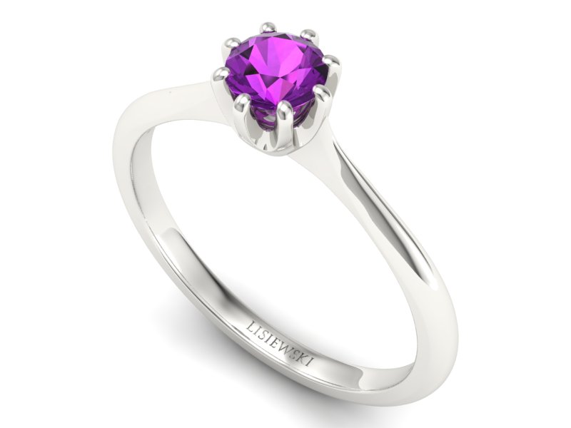 Złoty pierścionek z ametystem białe złoto - p16157bat — zdjęcie 3
