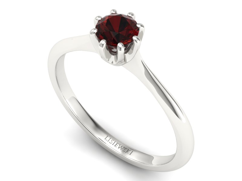 Złoty pierścionek z granatem białe złoto - p16157bgr — zdjęcie 3