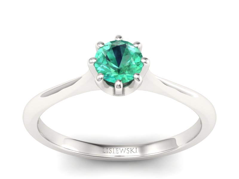 Złoty pierścionek ze szmaragdem białe złoto - p16157bsm