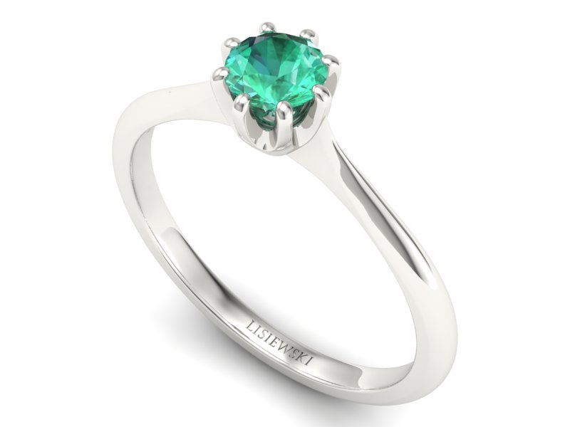 Złoty pierścionek ze szmaragdem białe złoto - p16157bsm — zdjęcie 3