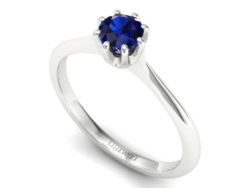 Złoty pierścionek z szafirem białe złoto - p16157bsz — zdjęcie 3