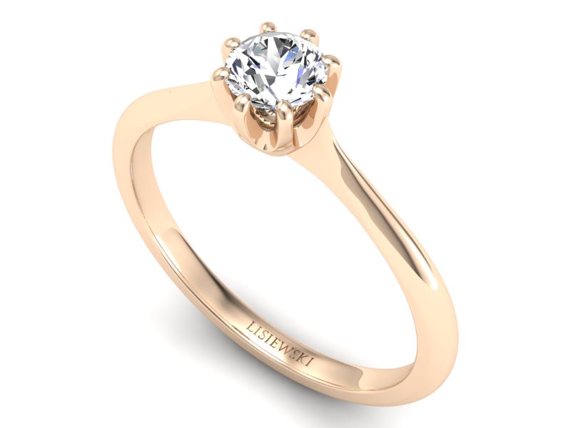 Złoty pierścionek z brylantem różowe złoto - p16157c — zdjęcie 3