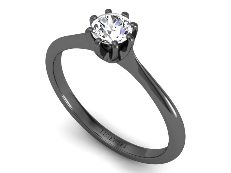 Złoty pierścionek z brylantami czarne złoto - p16157cz — zdjęcie 3