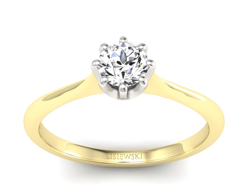 Pierścionek z diamentem żółte i białe złoto - p16157zb